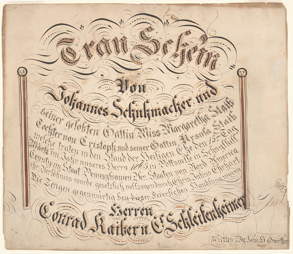 Marriage Certificate (Trauschein) for Johannes Schuhmacher and Margaretha Staib