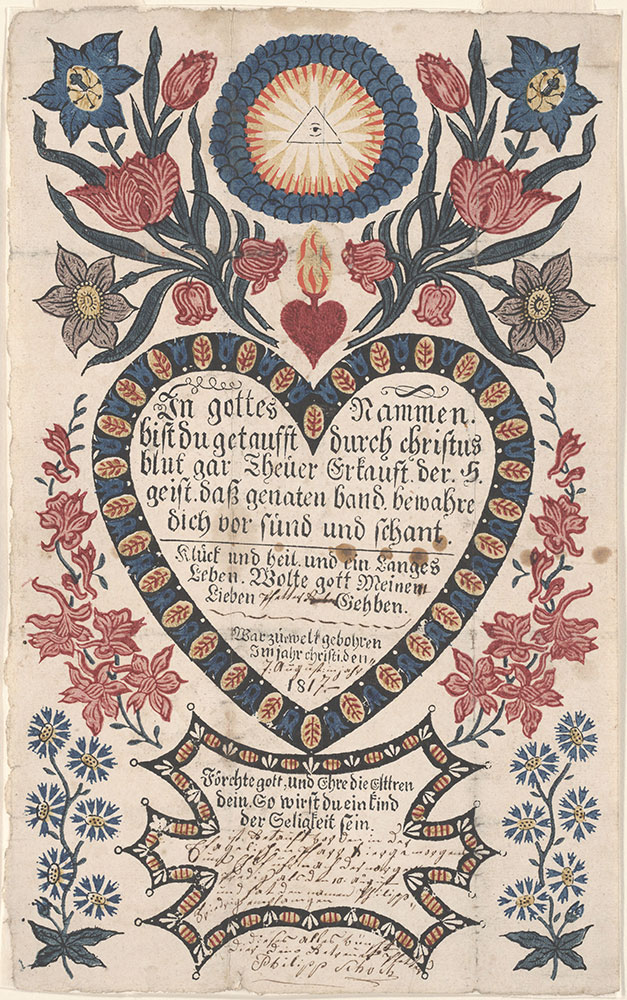 Birth and Baptismal Certificate (Geburts und Taufschein) for Philipp Friedrich Schoch