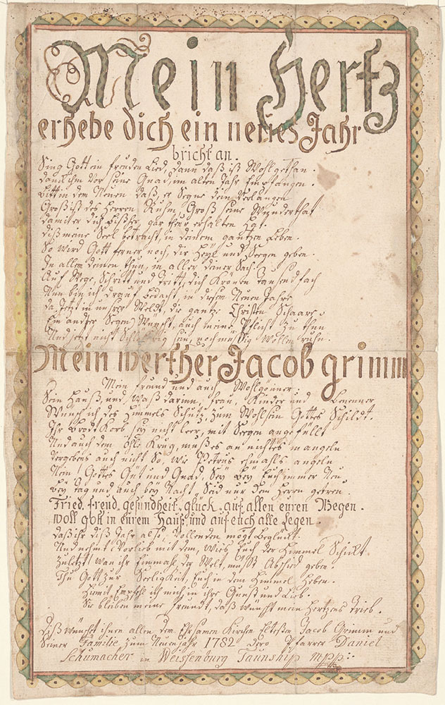 New Year’s Wish (Neujahrswunsch) for Jacob Grimm and family