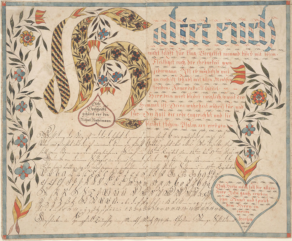 Writing Exercise (Vorschrift) for Michael Musselmann (Never be conceited [Haltet euch nicht selbst für klug])