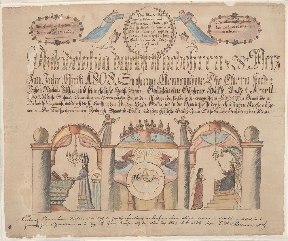 Birth and Baptismal Certificate (Geburts und Taufschein) for Susanna Clementine Fischer