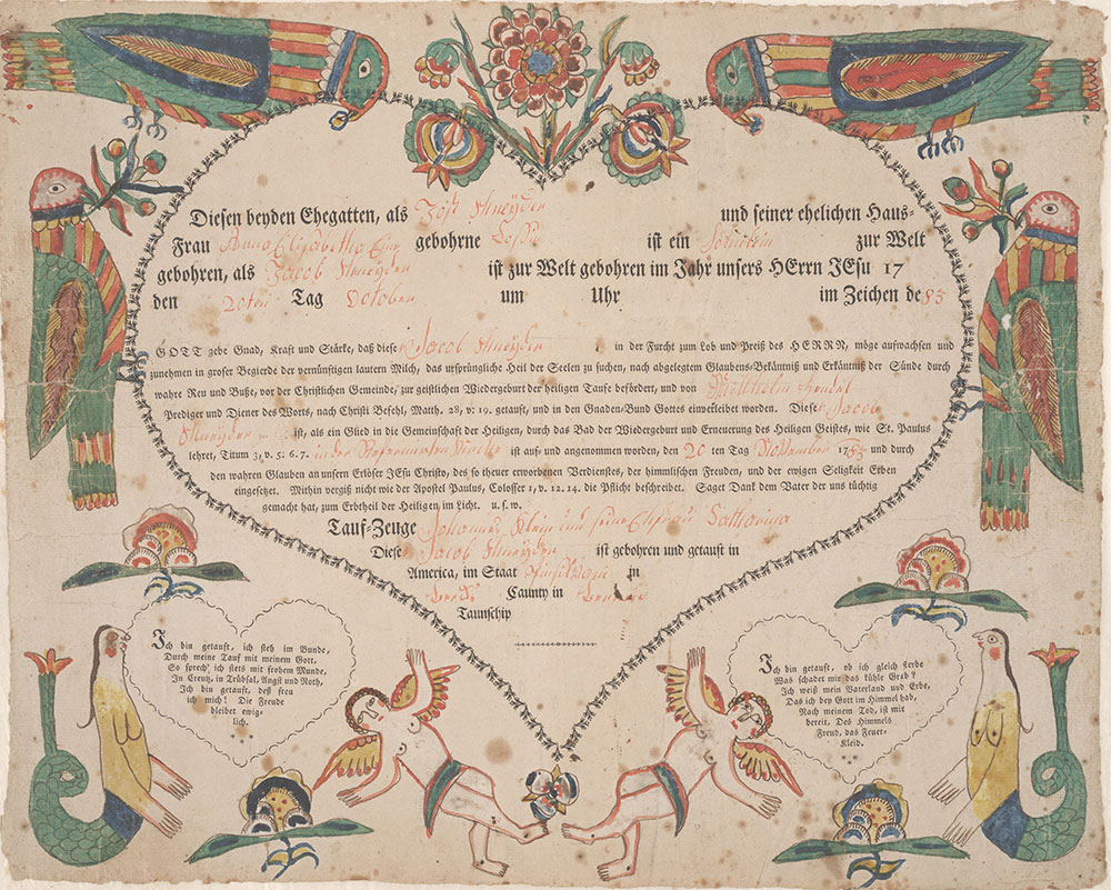 Birth and Baptismal Certificate (Geburts und Taufschein) for Jacob Schneyder