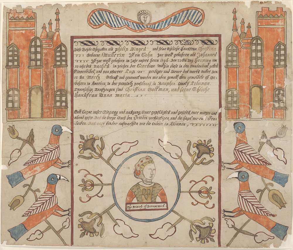 Birth and Baptismal Certificate (Geburts und Taufschein) for Johannes Dinges