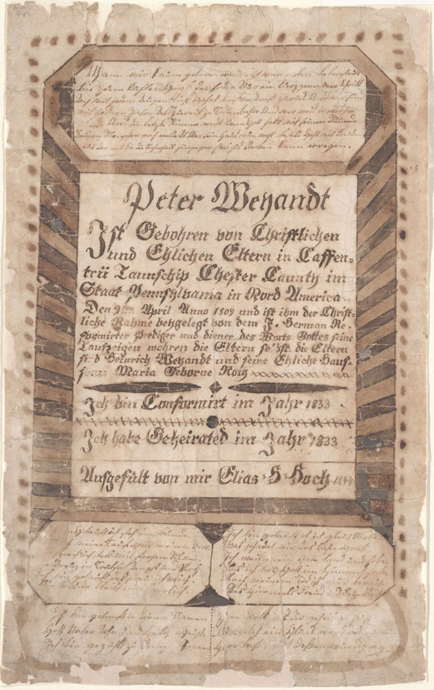 Birth and Baptismal Certificate (Geburts und Taufschein) for Peter Weyandt