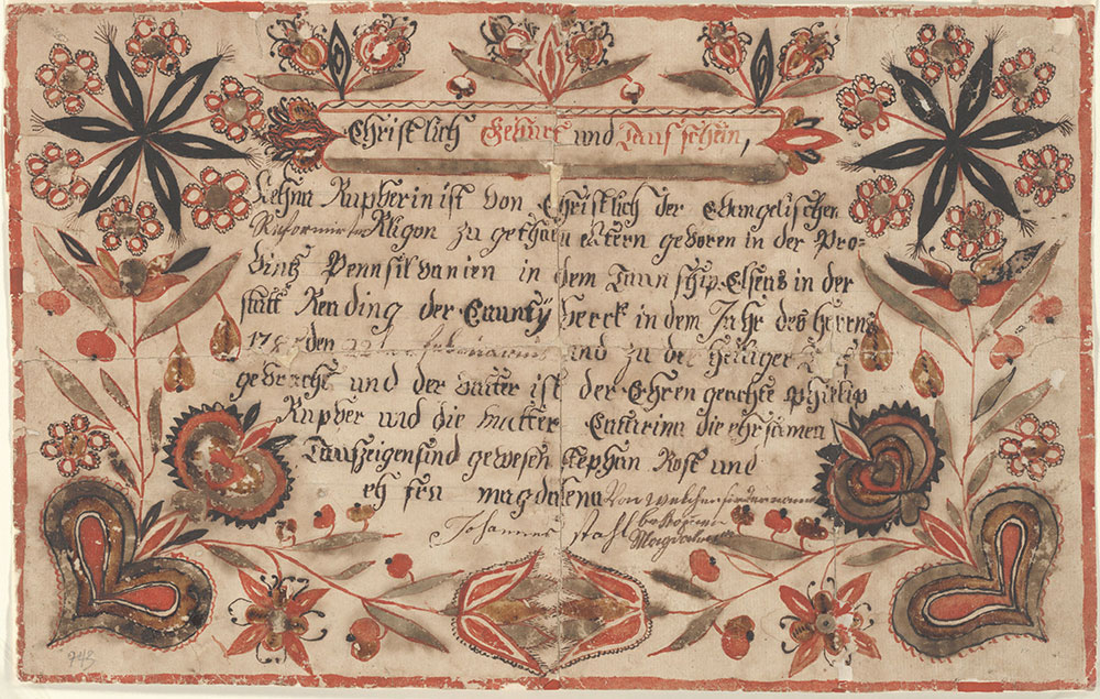 Birth and Baptismal Certificate (Geburts und Taufschein) for Magdalena Rupber