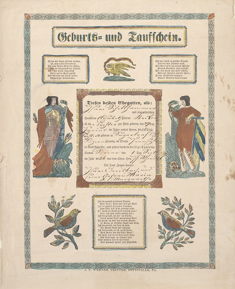 Birth and Baptismal Certificate (Geburts und Taufschein) for Sirene Schellhammer