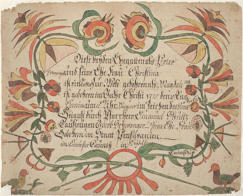 Birth and Baptismal Certificate (Geburts und Taufschein) for Magdalena Schwanger