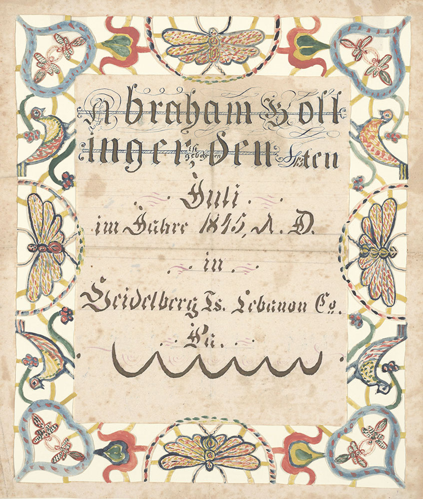 Birth Certificate (Geburtsschein) for Abraham Bollinger