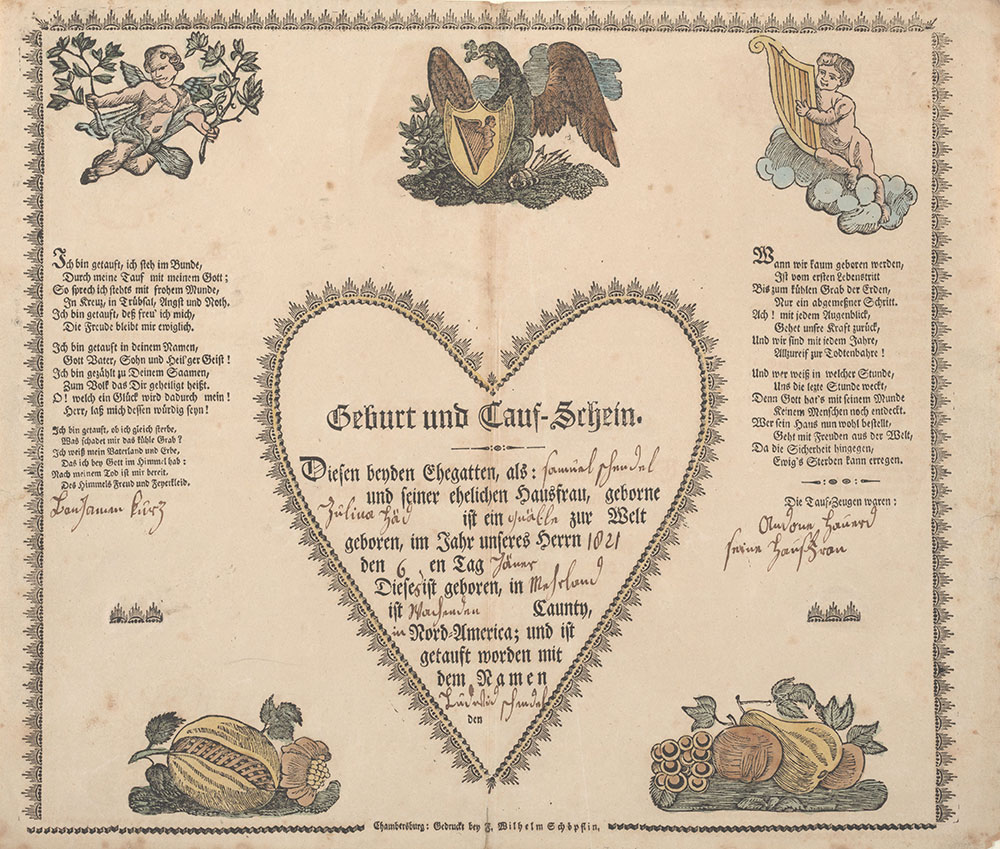 Birth and Baptismal Certificate (Geburts und Taufschein) for Ludwid Schendel