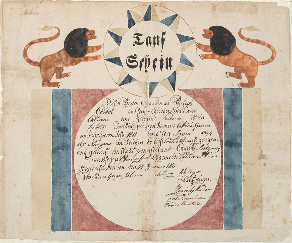 Birth and Baptismal Certificate (Geburts und Taufschein) for Cathrina Hanna Eabbel