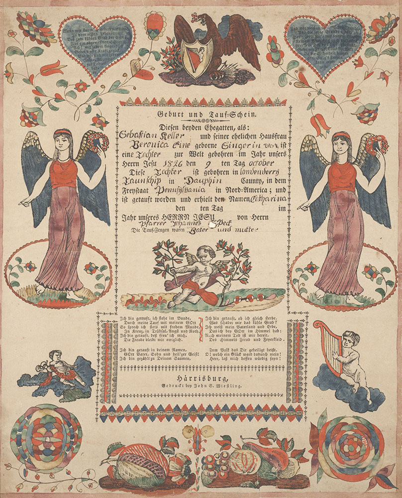 Birth and Baptismal Certificate (Geburts und Taufschein) for Catharina Keller