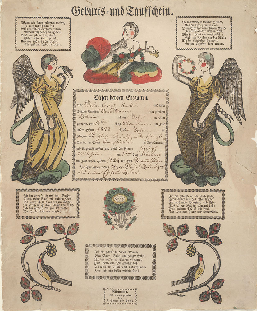 Birth and Baptismal Certificate (Geburts und Taufschein) for Joseph Willhelm Sentie