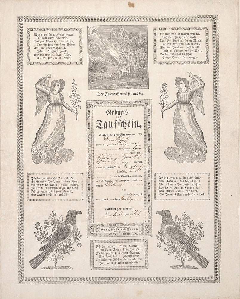 Birth and Baptismal Certificate (Geburts und Taufschein) for William Schall