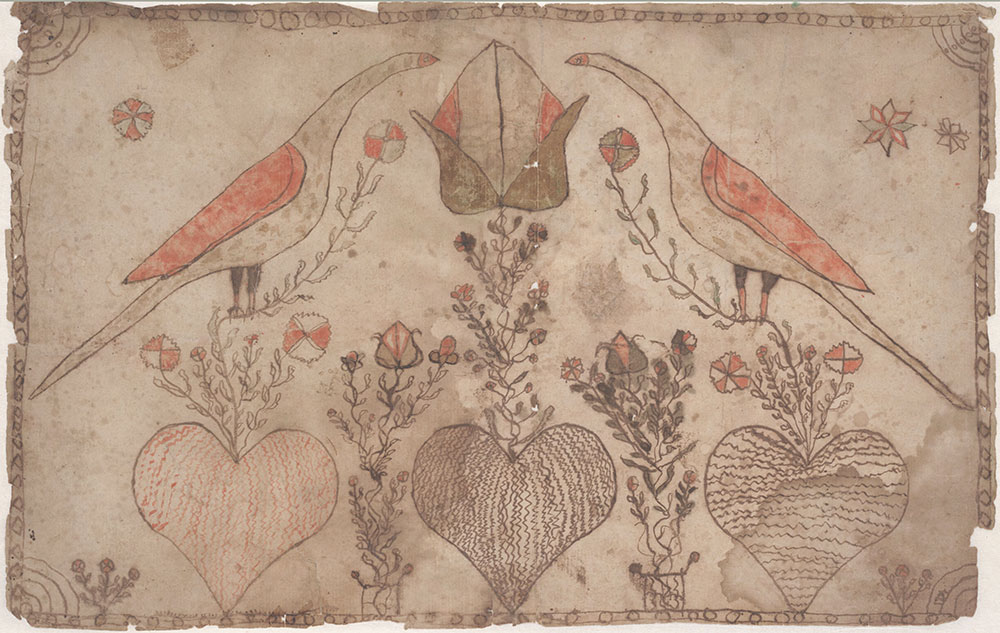 Drawing (Birds, Hearts and Flowers)