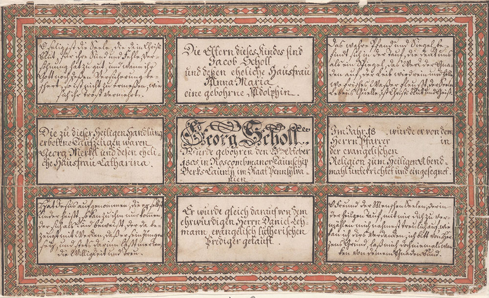 Birth and Baptismal Certificate (Geburts und Taufschein) for Georg Scholl