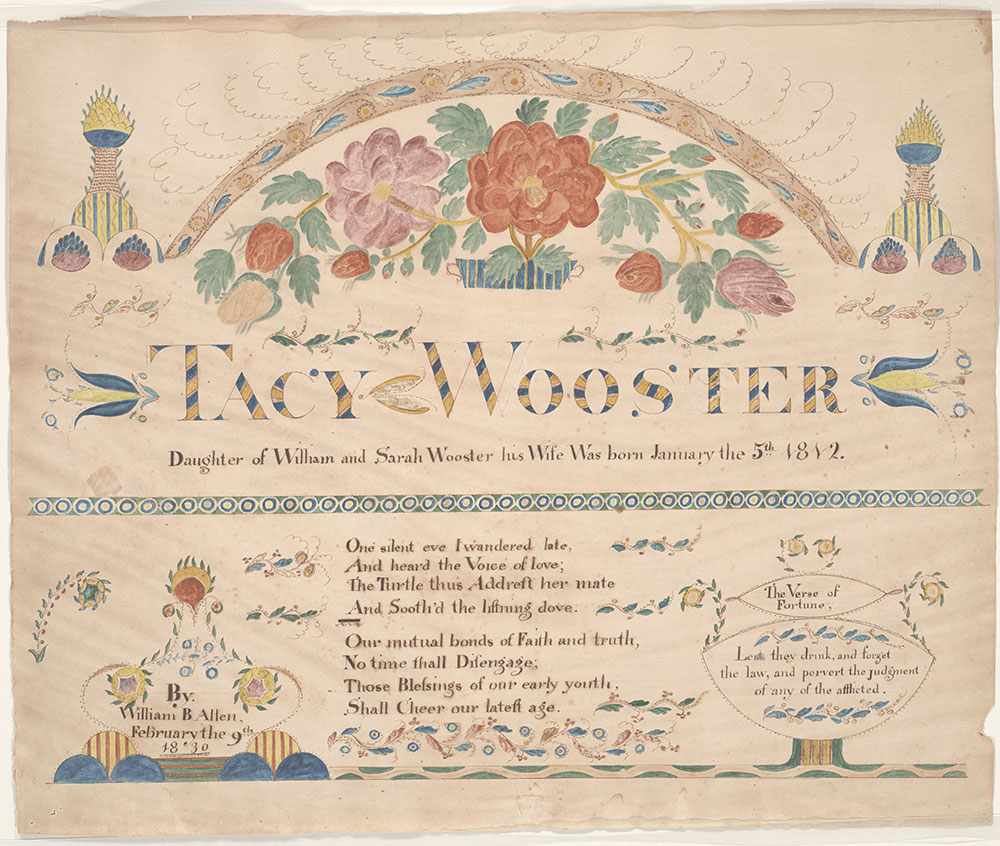 Birth Record for Tacy Wooster