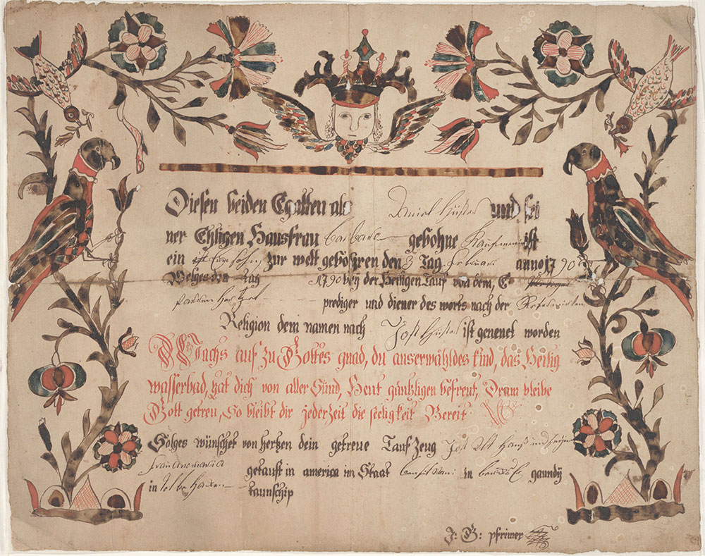 Birth and Baptismal Certificate (Geburts und Taufschein) for Jost Hüster