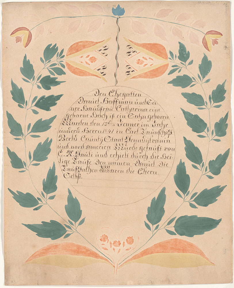 Birth and Baptismal Certificate (Geburts und Taufschein) for Daniel Hoffman