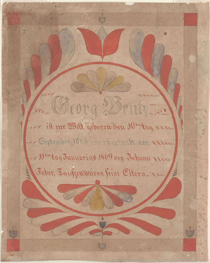 Birth and Baptismal Certificate (Geburts und Taufschein) for Georg Bentz