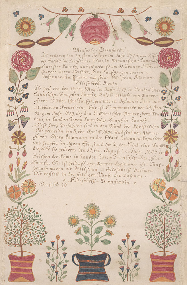 Birth and Baptismal Certificate (Geburts und Taufschein) for Eliesabeth Bernhard