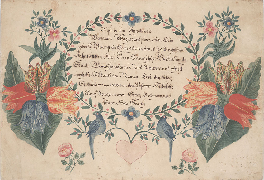 Birth and Baptismal Certificate (Geburts und Taufschein) for Levi Wagner