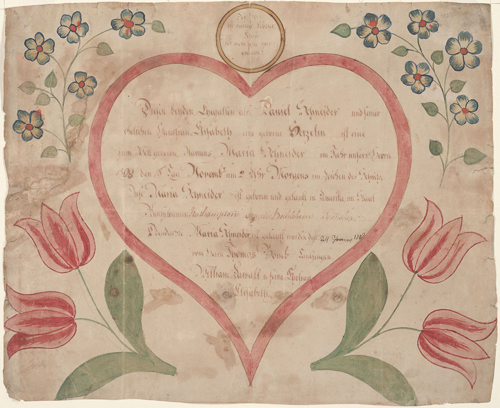 Birth and Baptismal Certificate (Geburts und Taufschein) for Maria Schneider
