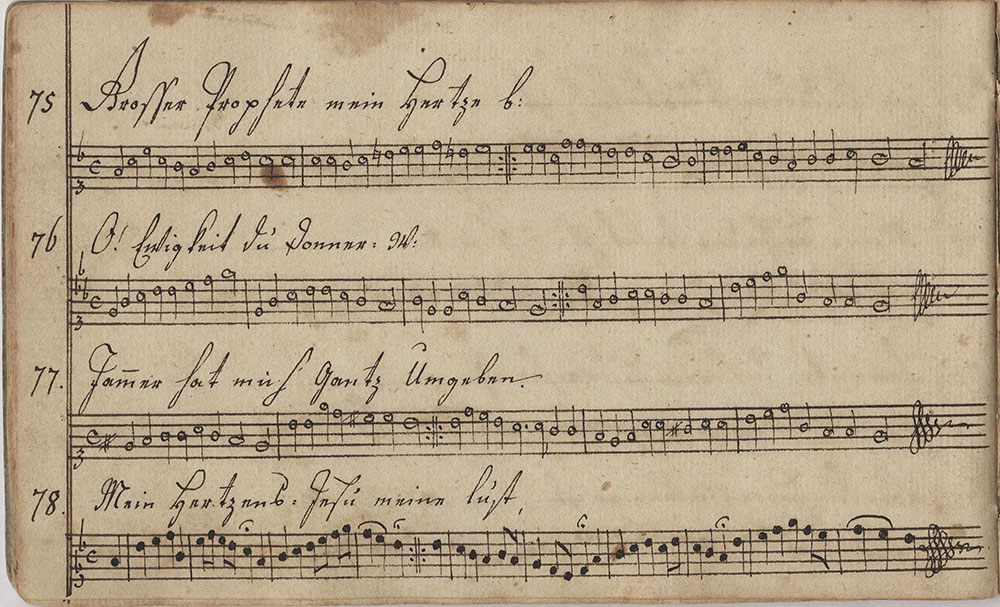 Dieses Sing=Noten=büchlein=gehört=Ludwig Beck. Sing=Schüler in der Ober=Mount=Betheler Schule geschrieben d. 2ten März. 1797.