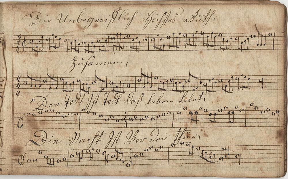 Dieses Harmonische Melodeyen büchlein gehöret Anna Honspergerin Sing schuler in der birckenseher Schule geschrieben d 3ten Merz im Jahr Anno Domi[ni] 1814