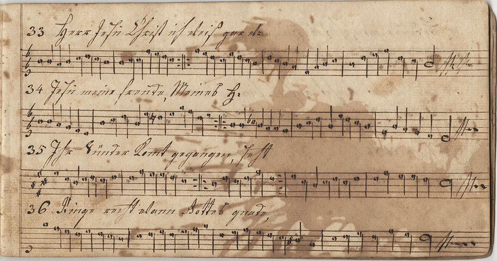 Dieses Harmonische Melodeyen büchlein gehöret Anna Oberholtzerin Sing schuler in der Tieffronner Schule geschrieben den 5ten November im Jahr unsers Hernn Jesu Christe 1814