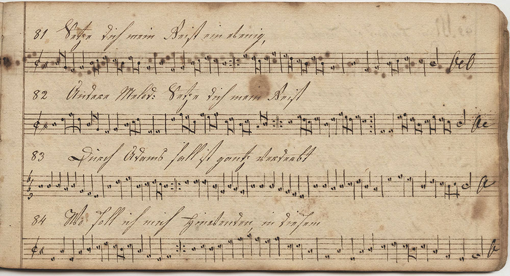 Dieses Harmonische Melodeyen büchlein Gehöret Elisabeth Oberholtzerin Sing schuler in der Tieffronner Schule geschrieben d 5ten November im Jahr unsers herrn Jesu Christi 1814