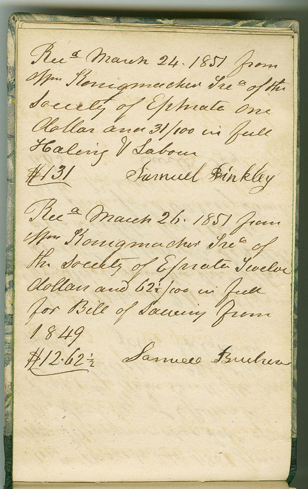Ephrata Society Receipt Book 1851
