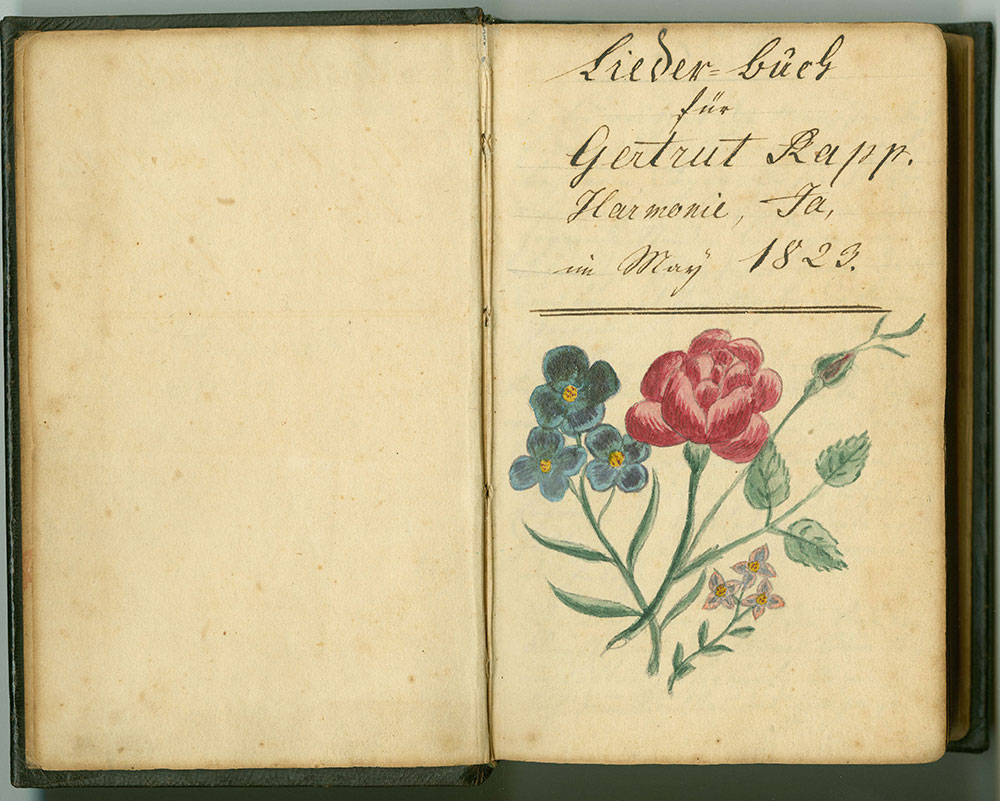 Lieder=buch für Gertrut Rapp, Harmonie, Ia, im Maÿ 1823