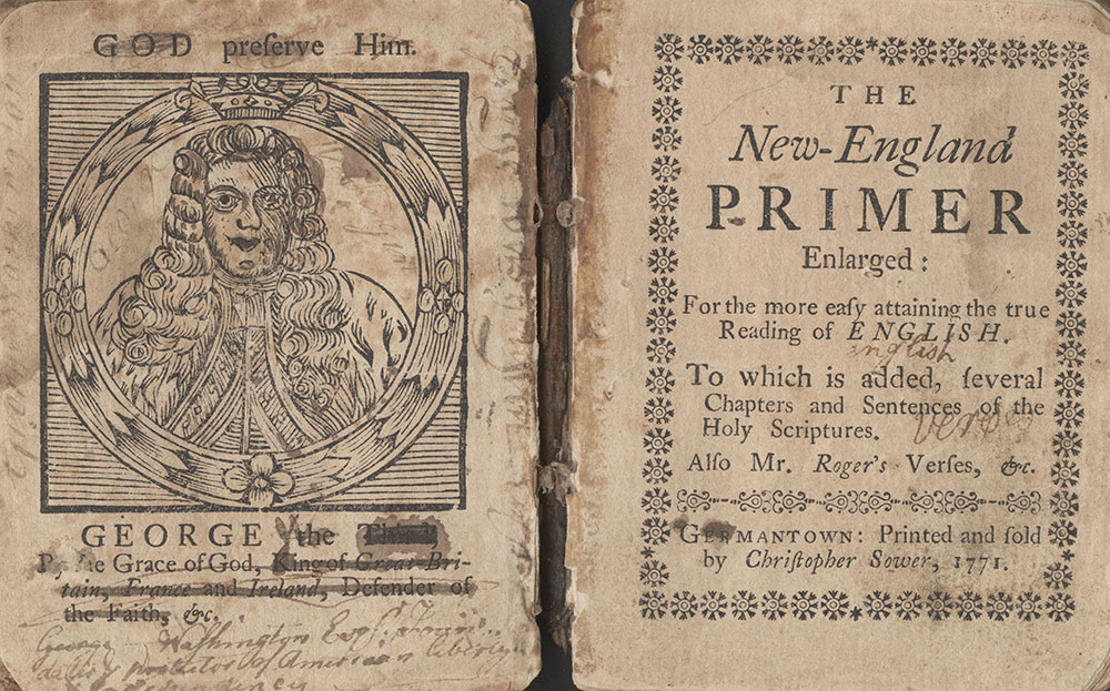 The New-England Primer Enlarged, frontispiece and title-page