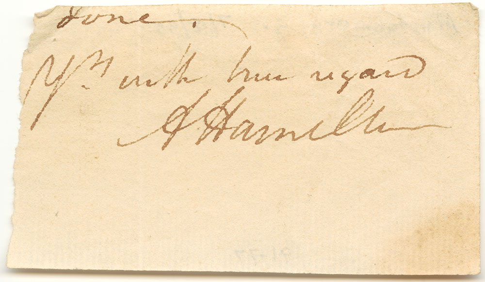 Cut signature of Alexander Hamilton