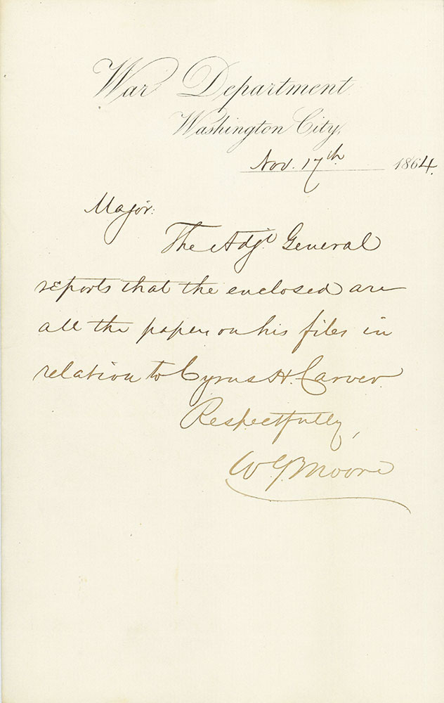 Autograph Note signed from War Department