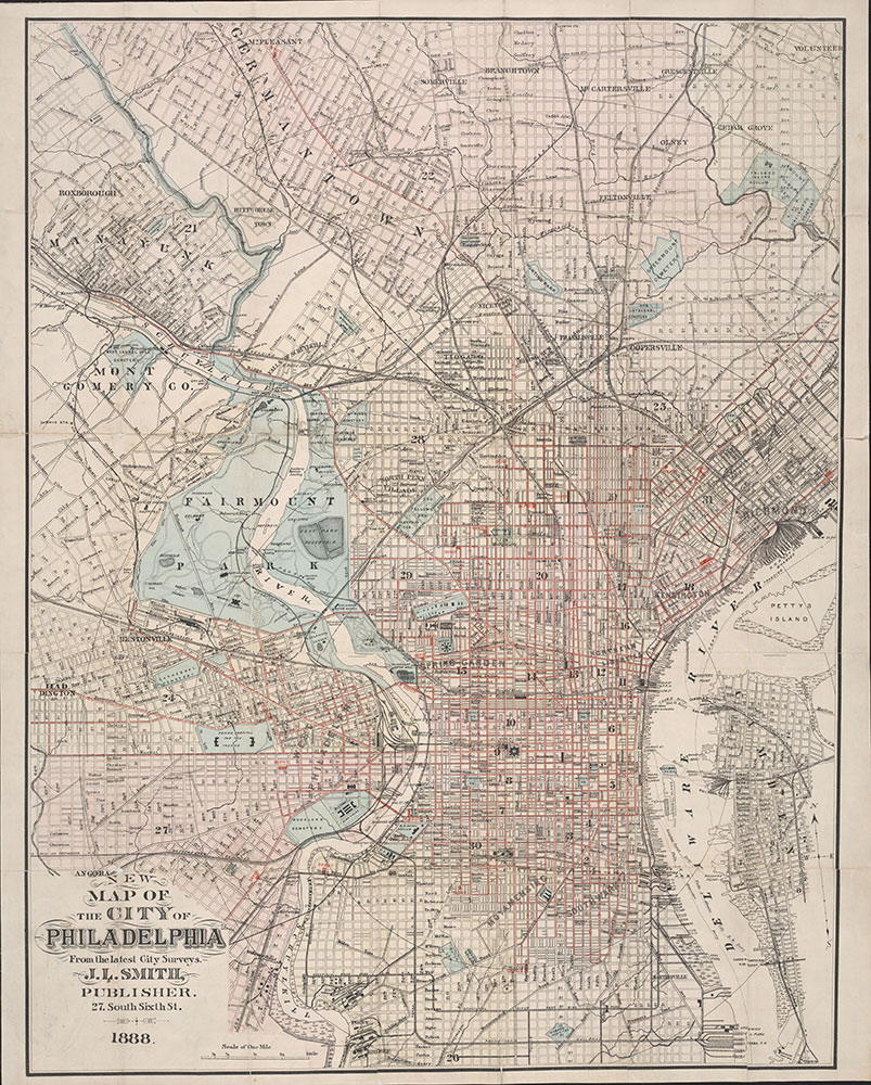 New Map of the City of Philadelphia, 1888, Map