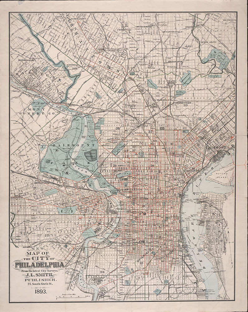 New Map of the City of Philadelphia, 1893, Map
