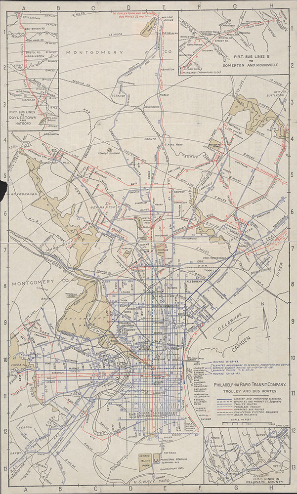 Trolley and Bus Routes [Philadelphia, PA], 1931, Map