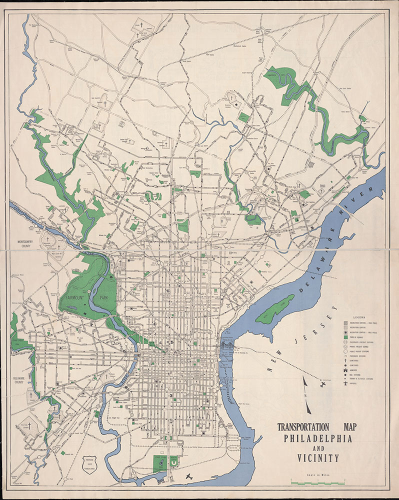 Transportation Map: Philadelphia and Vicinity, 1937, Map
