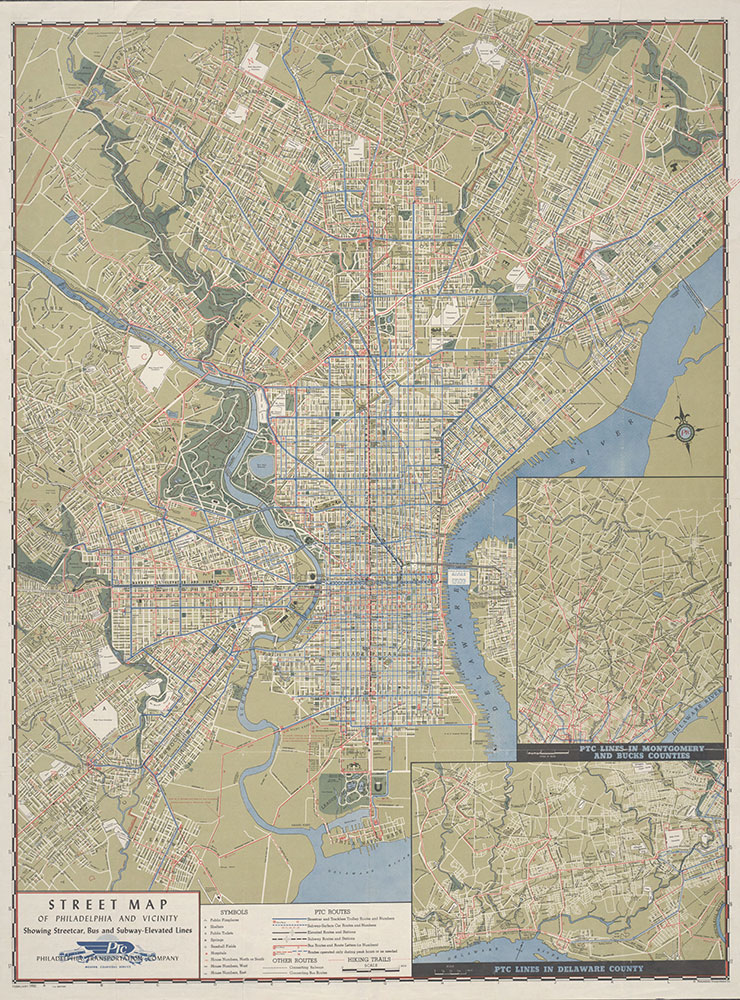 Street Map Of Philadelphia And Vicinity Showing Street Car Bus And