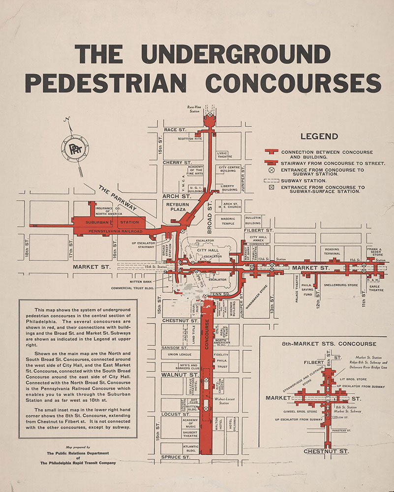 Philadelphia Rapid Transit Company. The Underground Pedestrian Concourses, [1936?], Map