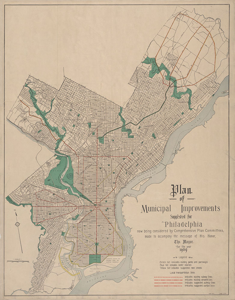 Plan of Municipal [Transit] Improvements Suggested For Philadelphia, 1910, Map