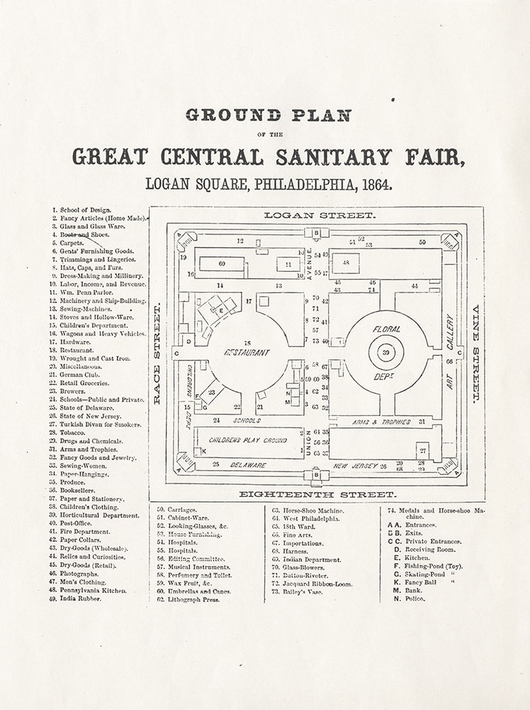 Ground Plan of the Great Central Sanitary Fair: Logan Square, Philadelphia, 1864, Map