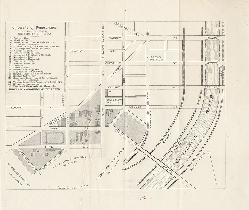 University of Pennsylvania: Its Property and Environs, University Buildings, 1894, Map