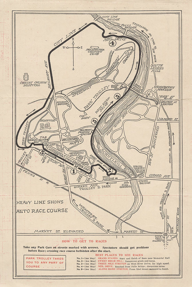 Map of the Race Course in Fairmount Park, 1908, Map