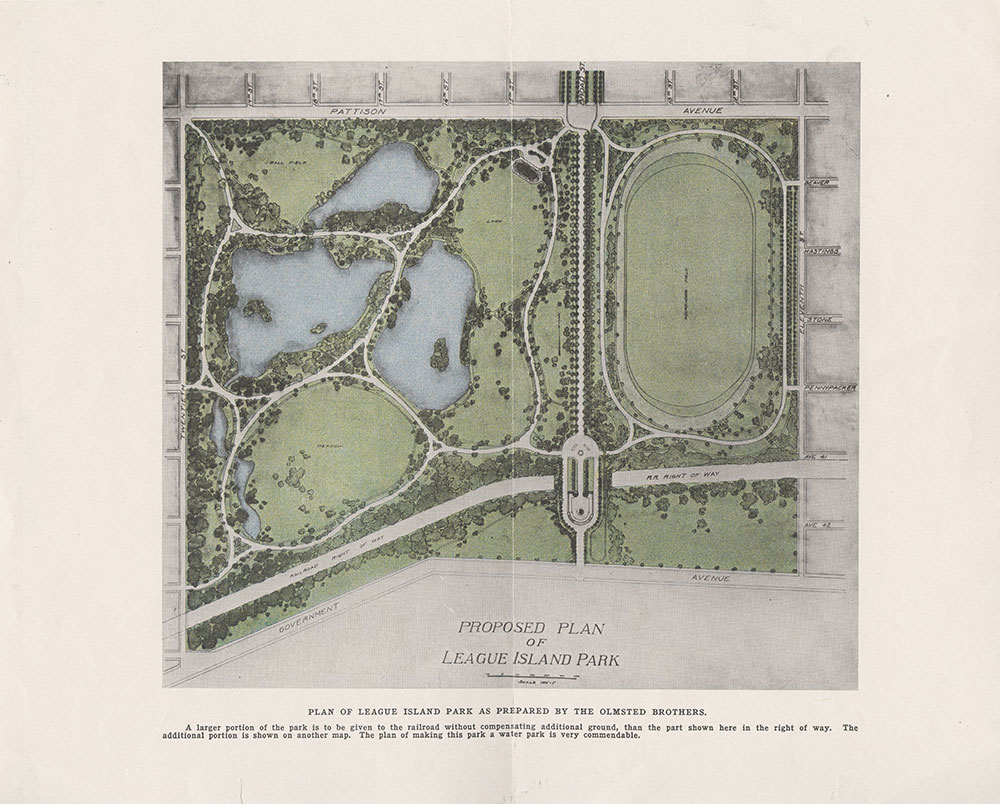 Proposed Plan of League Island Park, 1913, Map