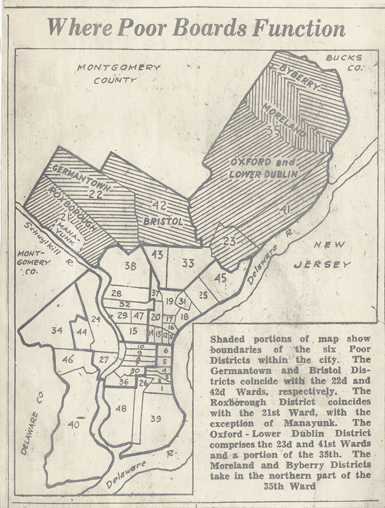 Philadelphia Poor Board Districts, 1932, Map