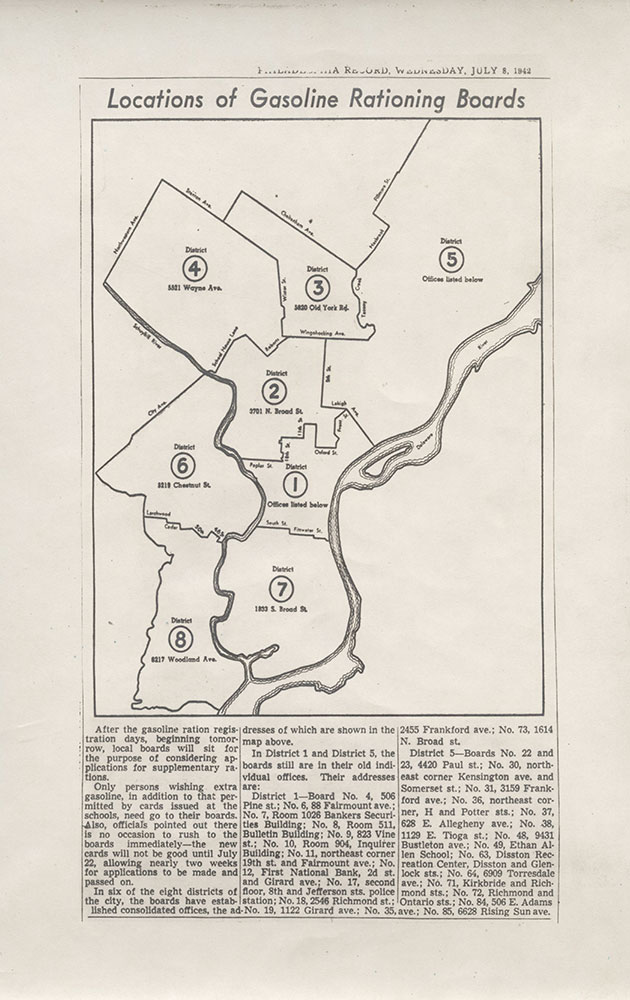 Gasoline Rationing Boards [Philadelphia], 1942, Map