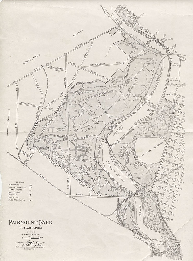 Fairmount Park, Philadelphia, 1943, Map