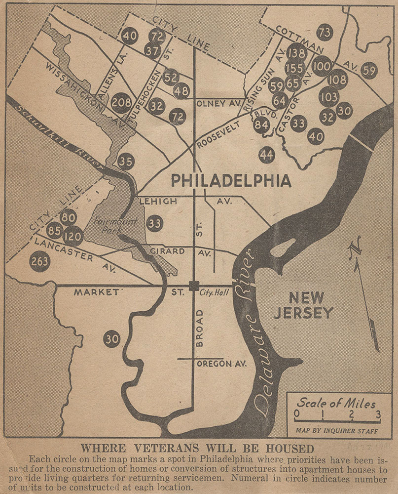 Philadelphia Veterans Housing, 1946, Map
